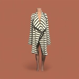 Striped Open Front Cardigan